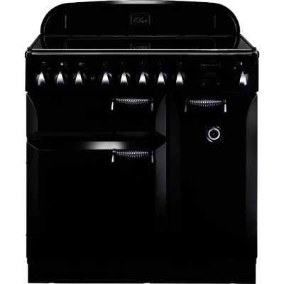 Rangemaster Elan 90cm Electric Ceramic 75200 Range Cooker in Black with Ceramic Hob